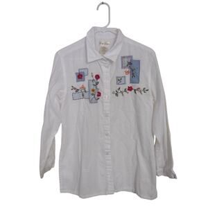 VTG Bobbie Brooks embroidered Button Up Shirt M Gingham Cottagecore Grandmacore